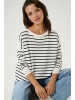 Kaffe Strickpullover KAlizza Loose fit in Chalk / Black stripe