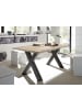 58 aufm Kessel ESSTISCH ausziehbar Eike 7 160x90x75 Schwarzstahl/Eiche Sägerau