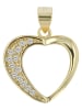 Adeliás Damen Anhänger – Herzanhänger aus 925 Silber mit Zirkonia in gold