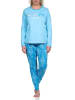 NORMANN Verspielte Pyjama lang Schlafanzug floralem Muster - 75113 in hellblau