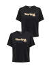 JACQUELINE de YONG 2er-Pack T-Shirt mit Schriftzug Legere-Optik in Schwarz
