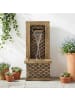 ABRIHOME Gartenbrunnen in Steinoptik mit Tür LED 37x31,5x89 cm