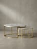 KADIMA DESIGN Couchtisch 2er-Set | Marmor-Optik Weiß-Gold, Metall, Rund in Gold