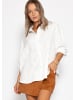 SASSYCLASSY Musselin Bluse mit Lochstickerei in Offwhite
