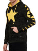 Rusty Neal Grobstrick Comic Kapuzen-Pullover in Schwarz / Gelb