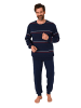 NORMANN Schlafanzug lang Pyjama Bündchen Kuschel interlock - 86885 in marine