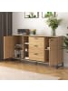 ABRIHOME Sideboard in Eiche mit LED Beleuchtung und Glastrennwänden 160x40 cm