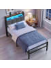 VASAGLE Bettgestell Conner in Schwarz-Braun - (B)90.5 x (H)104.5 x (T)218.3 cm