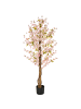Beliani Kunstpflanze SAKURA in Grün/Rosa/Schwarz - (W) 60 x (H) 150 x (L) 60 cm