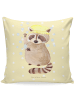 Mr. & Mrs. Panda Dekokissen Waschbär ohne Spruch in Gelb Pastell