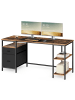 VASAGLE Computertisch Barnet in Braun-Schwarz - (B)160 x (H)76 x (T)60 cm