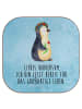 Mr. & Mrs. Panda Untersetzer Glas Pinguin Blumen mit Spruch in Eisblau