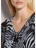 MADELEINE V-Pullover mit Unikat-Print in schwarz / steingrau