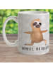 Mr. & Mrs. Panda Trinkbecher Faultier Yoga mit Spruch in Grau Pastell