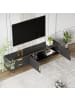 ABRIHOME Schwarzer TV-Schrank mit geschnitzter Struktur und goldenen Metallfüßen