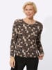 WITT WEIDEN Rundhals-Shirt in beige-schwarz-bedruckt