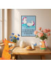 Mr. & Mrs. Panda Art Print Einhorn Sekt mit Spruch in Blau Pastell