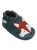 Bemesu Dunkelgrüne Baby Leder Krabbelschuhe, mit rutschfester Sohle – Fuchs-Muster