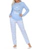 NORMANN Langarm Schlafanzug Pyjama Katzen Optik Übergröße in hellblau