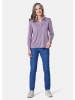 GOLDNER Langarm Poloshirt mit Schmuckband an Knopfleiste in flieder