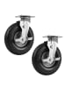 relaxdays 2 x Lenkrolle in Schwarz/ Silber - 3.00-4