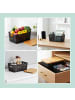 relaxdays 3 x Aufbewahrungsbox in Schwarz/ Natur – (B)25,5 x (H)10,5 x (T)18 cm