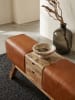 KADIMA DESIGN Retro-Sitzbank mit Schubladen, Massivholz, Stoffbezug, Seitentasche