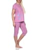 NORMANN Schlafanzug kurzarm Pyjama Caprihose Tupfen Punkte Optik - 86433 in altrose