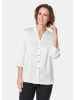 GOLDNER Bluse mit festlichem Stehkragen in weiß