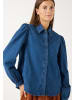 More & More feminine Stretch-Jeansbluse, Puffärmel in blue denim