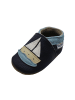 Yalion Leder-Krabbelschuhe "Segelboot" in Schwarz