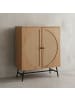 KADIMA DESIGN Sideboard 80x103x39 cm Highboard Eiche-Dekor mit Rattan Geflecht