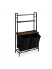 relaxdays Wäschekorbregal in Schwarz/ Braun - (B)80 x (H)162 x (T)34 cm