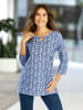 Sieh an! Longshirt in taubenblau-dunkelblau-bedruckt