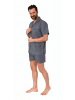 NORMANN kurzarm Schlafanzug Shorty Pyjama gewebt zum Knöpfen - 80178 in grau