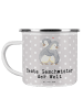 Mr. & Mrs. Panda Camping Emaille Tasse Pinguin Beste Geschwister... in Grau Pastell