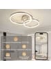 ZMH Deckenleuchte LED in siber dimmbar 2 Ringen modern 46 W Metall Schlafzimmerlampe
