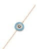 faina Women Thin Chain Link Bracelet With Rhinestones in Rose Gold Turquoise