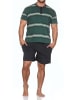 NORMANN Kurzarm Schlafanzug Pyjama Shorty Streifen in grün