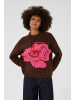 CULTURE Strickpullover CUbliss Loose fit in Brown Melange Pink Flower