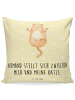 Mr. & Mrs. Panda Sofakissen 40x40 Katze Umarmen mit Spruch in Gelb Pastell