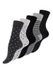 Vincent Creation® 10 Paar Bunte Socken Damen Socken Streifen & Punkte in grau-anthrazit-schwarz