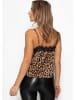 SASSYCLASSY Satin Top im Leo-Print mit Spitze in Braun