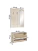 KADIMA DESIGN Wandgarderobe DELFT mit Spiegel, Weiß, 8 Paar Schuhe, 10 Haken in Beige