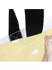 Mr. & Mrs. Panda Strandtasche Katze Sitzen mit Spruch in Gelb Pastell