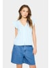 SAINT TROPEZ Kurzarm-Bluse SamaraSZ Gerade Passform in Reef Waters Ice Stripe