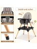 COSTWAY 6 in 1 Hochstuhl Baby in Schwarz