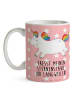 Mr. & Mrs. Panda Kaffeebecher Einhorn Happy mit Spruch in Rot Pastell