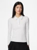 Pieces Langarm-Poloshirt in Bright White