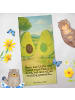 Mr. & Mrs. Panda Badehandtuch Avocado Pärchen Design mit Spruch in Gelb Pastell